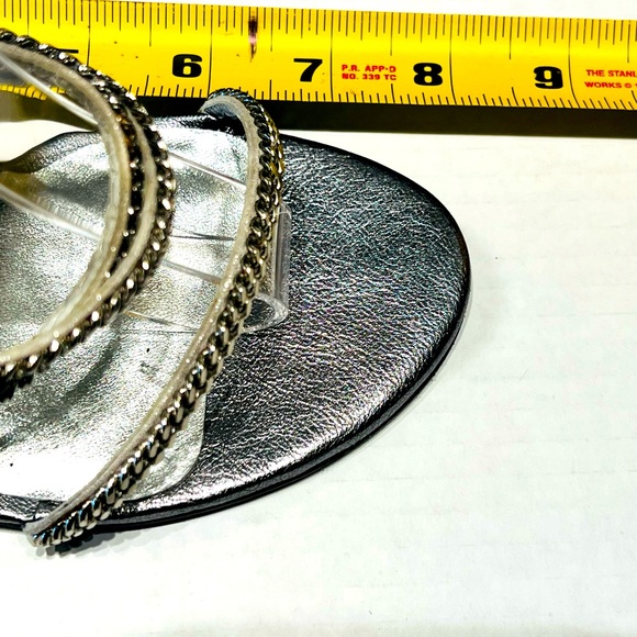 Stuart Weitzman Stilettos Gladiators Silver Chains Shoes 6 1/2 M Made in Spain - Picture 6 of 16